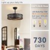windphoto 20" Caged Farmhouse Victorian Ceiling Fan with Light, Black | Downrod, Bladeless Enclosed Fandelier, 6 Speed, Quiet Powerful DC, Rustic,Vintage, Rustic, Small, Bedroom, Kitchen
