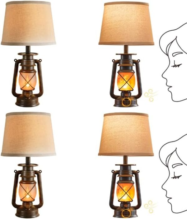 5115GZU9prL._AC_.jpg windphoto 18.72" LED Vintage Lantern Flickering Flame Table Lamps for Bedrooms Set of 2 18.72" Blow-Controlled LED Lantern Flickering Flame Table Lamps for Bedrooms Set of 2
