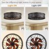 windphoto 20" Caged Farmhouse Ceiling Fan and Light with Remote, Black | Flush Mount, Bladeless Enclosed Fandelier, 6 Speed, Quiet Powerful DC, Rustic,Vintage, Rustic, Small, Bedroom, Kitchen