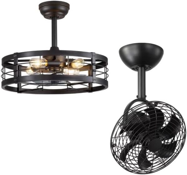 51CCQPJODwL._AC_.jpg windphoto Fandelier Caged Ceiling Fan with Remote, Farmhouse Ceiling Fan Fixtures for Kitchen, Bedroom, Outdoor, 6 Speed