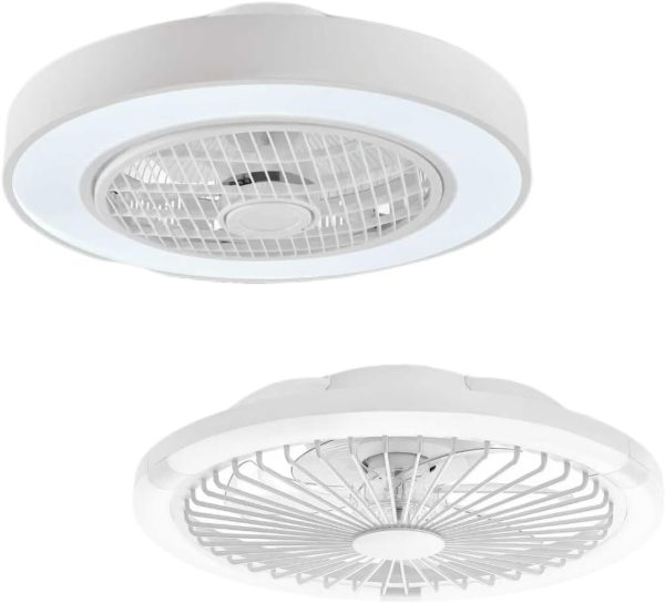 51Df8Yw4BAL._AC_SL1179_.jpg windphoto 20" Bladeless Ceiling Fan with Light, Enclosed Low Profile Flush Mount LED Fandelier with Remote Control