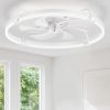 windphoto 26" Low Profile Ceiling Fans with Lights, Remote/APP Control, White | Wider Airflow, Stepless Dimmable LED, Quiet Reversible DC Motor, 6 Speeds, 3CCT, Timer, Bedroom, Living Room, Kitchen