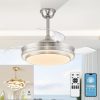 windphoto 42 Inch Retractable Ceiling Fans with Lights and Remote, Fandelier Ceiling Fans with LED Lighting, 3000K-6000K Adjustable,and DC Motor,Chandelier Ceiling Fans with Lights for Bedroom
