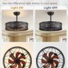 windphoto 20" Caged Farmhouse Victorian Ceiling Fan with Light, Black | Downrod, Bladeless Enclosed Fandelier, 6 Speed, Quiet Powerful DC, Rustic,Vintage, Rustic, Small, Bedroom, Kitchen