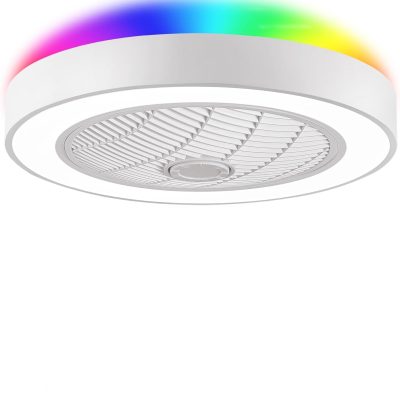 612d0NCnuoL._AC_SL1500_.jpg windphoto 22 Inch Low Profile Bladeless LED Ceiling Fan Light, White RGB | Flush Mount, Modern, 6 Speed Adjustable, 3000-6000K Dimmable, 3000LM, Indoor Bedroom Living Room, Remote/APP Control