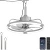 windphoto 20" Waterproof Grey Outdoor Ceiling Fan with Light for Gazebo | IP65 Wet Rated,APP Control,6-Speeds,3CCT Dimmable,Reverse DC Motor,Suitable for 10' x 12' Area,Plug In for Patio,Porch