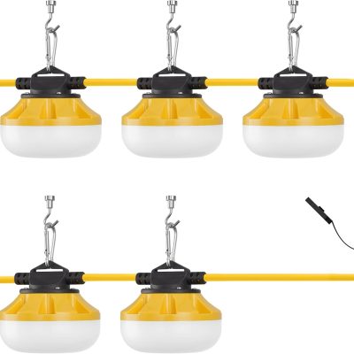 windphoto 50FT LED Construction String Lights, 50W 5000LM Linkable Work Light | Temporary Lighting, Weatherproof Commercial-Grade, for Jobsite, Patio, Workshop Basement, Indoor, Outdoor-ETL Listed