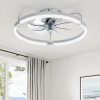 61JjtLx2PL._AC_SL1092_.jpg windphoto 20" Ceiling Fans with Lights and Remote, Low Profile Led Fan Light | Flush Mount, Stepless Dimmable Fandelier, 6 Speeds, 3 CCT, Quiet Reversible DC Motor, 2H Timer, Bedroom, Living Room, Grey