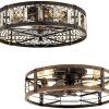 61cDfgM76L._AC_SL1179_.jpg windphoto 20" Caged Ceiling Fan with Light and Remote, Low Profile Flush Mount Fandelier for Bedroom,Kitchen,Indoor,Black and Gold