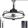 61cTW3VWLZL._AC_SL1500_.jpg windphoto 20" Waterproof Black Outdoor Ceiling Fan with Light for Gazebo | IP65 Wet Rated,APP Control,6-Speeds,3CCT Dimmable,Reverse DC Motor,Suitable for 10' x 12' Area,Plug In for Patio,Porch