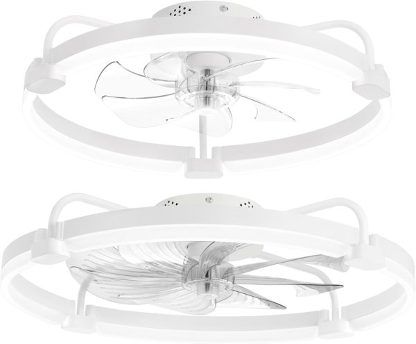 61kD-nYx9tL._AC_SL1500_.jpg windphoto 20 Inch and 24 Inch Ceiling Fans with Lights and Remote, 3000-6000K Dimmable Modern Flush Mount LED Fan Light, 6 Wind Speeds, White Fandelier Ceiling Fans for Bedroom