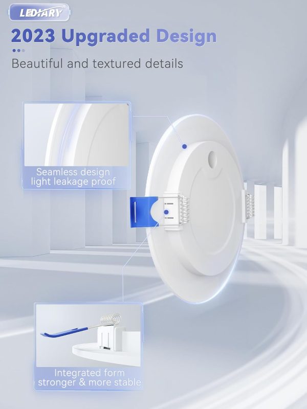 61qBIBf2xjL._AC_SL1500_.jpg windphoto 4 Inch 5CCT Led Recessed Ceiling Light with Junction Box, 24 Pack | 2500K-5000K Recessed Light Fixtures, 1100LM High Brightness, Dimmable Downlight, 12W Eqv 110W, IC Rated, ETL