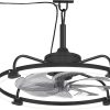 windphoto 24" Waterproof Black Outdoor Ceiling Fan with Light for Gazebo | IP65 Wet Rated,APP Control,6-Speeds,3CCT Dimmable,Reverse DC Motor,Suitable for 12' x 14' Area,Plug In for Patio,Porch