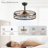 windphoto 22 inch Caged Fandelier Ceiling Fan Light with Remote, Brown | 6 Speed Adjustable,Timing, Quiet & Powerful DC, Large, Farmhouse, Industrial, Enclosed, Bladeless, Bedroom, Kitchen, Downrod