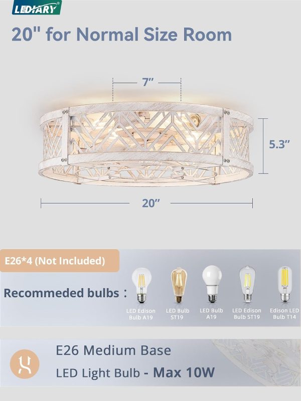 71-3AMD1wUL._AC_SL1500_.jpg windphoto Walnut+White Gold Color Caged Ceiling Fans with Lights, White Flush Mount Ceiling Fan with Remote, Small Low Profile Bladeless Ceiling Fan Light Fixture for Bedroom, Kitchen, Dining Room