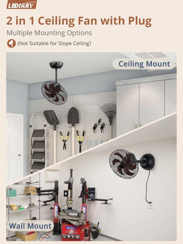 71-LqbGulL._AC_SL1500_.jpg windphoto 16 Inch Small Wall Mount Fan and Remote with Plug in Cord, Walnut | 6 Speed, Adjustable Tilt, Timing, Reversible, Wall Mounted Fan, Indoor, Tabletop, Garage, Shop, Corner Gym, Bedroom, Office