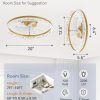 windphoto 20" Modern Ceiling Fans with Lights and Remote, Dimmable Low Profile Ceiling Fan, Flush Mount Fan, Stepless Color Temperature Change and 6 Speeds - Gold | Fandelier, Dimmable Low Profile, Flush Mount, Stepless Color Temperature Change, 6 Speeds, Bedroom, Living Room, Kitchen