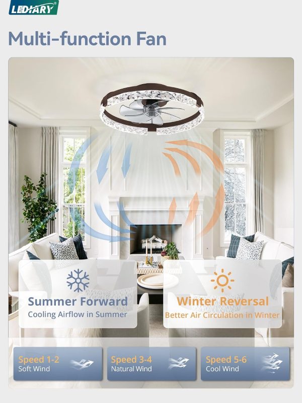 71-aiRli3hL._AC_SL1500_.jpg windphoto 20 Inch Low Profile Ceiling Fans with Lights and Remote, Fandelier Ceiling Fan Flush Mount, 3000K-6000K Dimmable LED Fan Light, Brown Modern Ceiling Fans with Lights for Bedroom | Flush Mount, Fandelier, 3000K-6000K, Dimmable LED, for Bedroom