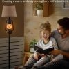 71-rLGjwl0L._AC_SL1500_.jpg windphoto LED Flashing Flame Night Lantern Floor Lamp Decor | Farmhouse Standing with Beige Linen Drum Lampshade Rustic for Living Room, Bedroom Home