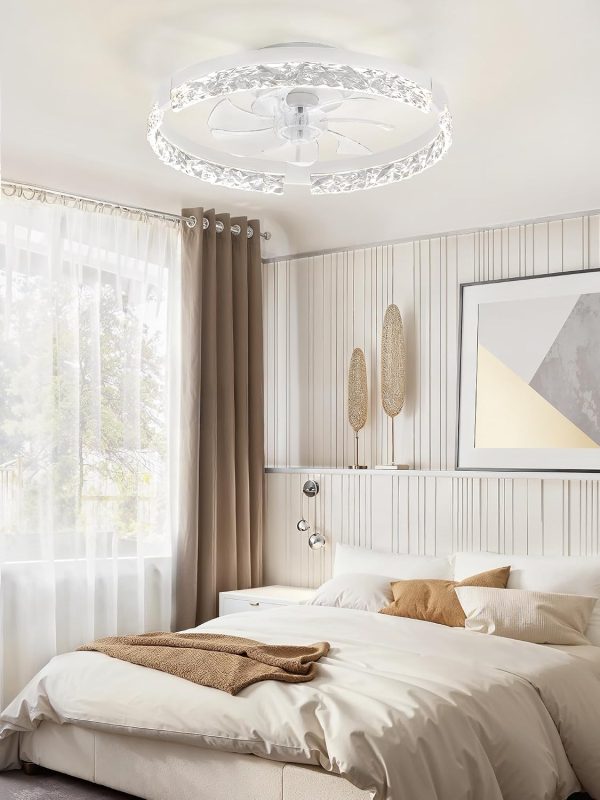 71-yHP8ophL._AC_SL1500_.jpg windphoto 20 Inch Low Profile Ceiling Fans with Lights and Remote, Fandelier Ceiling Fan Flush Mount, 3000K-6000K Dimmable LED Fan Light, White Modern Ceiling Fans with Lights for Bedroom | Flush Mount, Fandelier, 3000K-6000K, Dimmable LED, for Bedroom