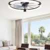 7103YaLl2fL._AC_SL1500_.jpg Ceiling Fans with Lights 23 Inch Low Profile Fandelier with Remote Brown | 6 Speeds, Reversible, Dimmable Flush Mount Fan Light, Modern Ceiling Fan with Lights for Bedroom Bladeless
