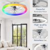 windphoto 20" Ceiling Fans with Lights and Remote for Bedroom, Grey | RGB Low Profile Fan Light, 3000K-6000K Stepless Dimmable, 6 Speed, Reversible DC Motor, APP & Remote Control, Low Noice