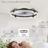 windphoto 2-Pack 24" Ceiling Fans with Lights, APP & Remote, Black | Low Profile, Flush Mount, Fandelier, 3000K-6000K, Dimmable LED, for Bedroom