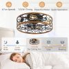 7108iB-QOwL._AC_SL1500_.jpg windphoto Walnut+White Gold Color Caged Ceiling Fans with Lights, White Flush Mount Ceiling Fan with Remote, Small Low Profile Bladeless Ceiling Fan Light Fixture for Bedroom, Kitchen, Dining Room