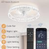 windphoto 22" Low Profile Ceiling Fans with Lights, APP & Remote, White | Flush Mount, Fandelier, 3000K-6000K, Dimmable LED, for Bedroom