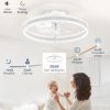 windphoto Ceiling Fans with Lights and Remote, 20'' Low Profile Ceiling Fan with Light, 3000-6000K Dimmable Fandelier Ceiling Fans, Modern Flush Mount Fan Light for Bedroom with 6 Wind Speeds- White | 3000-6000K Dimmable LED, 6 Wind Speeds, Quiet Reversible DC Motor, Small Flush Mount Fandelier for Bedroom, Living Room