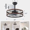 710f9Beud3L._AC_SL1500_.jpg windphoto 20 inch Fandelier Caged Ceiling Fan with Light and Remote, Walnut | 6 Speed Adjustable,Timing, Quiet & Powerful DC, Small, Farmhouse, Industrial, Enclosed, Bladeless, Bedroom, Kitchen, Downrod