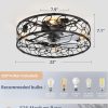 710gTDIwSXL._AC_SL1500_.jpg windphoto 23" Caged Ceiling Fan with Light, Flush Mount Fandalier with Remote | Low Profile, Farmhouse Large, Bladeless Industrial, Quiet DC Motor, App Control for Bedroom, Kitchen, Dining Room, Black
