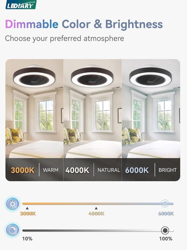 710uekWRqBL._AC_SL1500_.jpg windphoto 20 Inch Low Profile Bladeless LED Ceiling Fan Light, Black RGB | Flush Mount, Modern, 6 Speed Adjustable, 3000-6000K Dimmable, 3000LM, Indoor Bedroom Living Room, Remote/APP Control