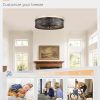 windphoto 20" Caged Farmhouse Ceiling Fan and Light with Remote, Black | Flush Mount, Bladeless Enclosed Fandelier, 6 Speed, Quiet Powerful DC, Rustic,Vintage, Rustic, Small, Bedroom, Kitchen