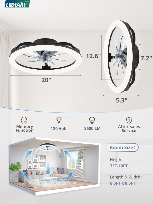 711MDJNVwL._AC_SL1500_.jpg windphoto 20 Inch Low Profile Ceiling Fans with Lights and Remote, Dimmable Modern Fan Light(3000K-6000K), 6 Speed, Reversible, APP & Remote Control, Flush Mount Ceiling Fan for Bedroom, Black