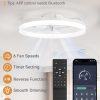 windphoto 20" Low Profile Ceiling Fans with Lights, APP & Remote, White | Flush Mount, Dimmable LED, Quiet DC Motor, Reversible, 6 Speeds, Fandelier, for Bedroom