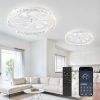 windphoto 2 Pack 24" Ceiling Fans with Lights and Remote, Fandelier White | 3CCT, 6 Speeds, Dimmable Low Profile, Flush Mount Ceiling Fan, Timer, Reversible, Memory, Bedroom, Living Room, Kitchen