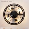 windphoto 20" Walnut Caged Low Profile Ceiling Fan with Light and Remote | Flush Mount, Bladeless Enclosed Fandelier, 6 Speed, Quiet Powerful DC, Rustic,Farmhouse, Small, Bedroom, Kitchen, Indoor