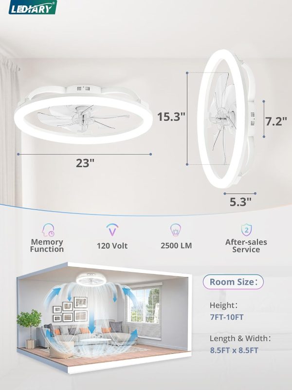 711rMdOALL._AC_SL1500_.jpg windphoto 23" Ceiling Fans with Lights and Remote for Bedroom, White | RGB Low Profile Fan Light, 3000K-6000K Stepless Dimmable, 6 Speed, Reversible DC Motor, APP & Remote Control, Low Noice