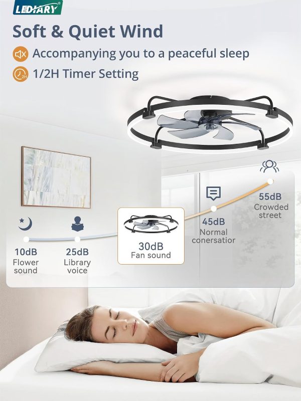 7120kiTEyQL._AC_SL1500_.jpg windphoto 30" Ceiling Fans with Lights and Remote, Low Profile Led Fan Light | Flush Mount, Stepless Dimmable Fandelier, 6 Speeds, 3 CCT, Quiet Reversible DC Motor, 2H Timer, Bedroom, Living Room, Black