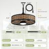 windphoto 20" Light Brown IP65 Waterproof Outdoor Ceiling Fan with Light | No Assembling,Remote&APP Control,3CCT Dimmable,6-Speeds,Boho Rattan, for Gazebo,Patio,Porch