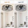 712F6MyD9UL._AC_SL1500_.jpg windphoto 23" Caged Ceiling Fan with Light, Flush Mount Fandalier with Remote | Low Profile, Farmhouse Large, Bladeless Industrial, Quiet DC Motor, App Control for Bedroom, Kitchen, Dining Room, Black