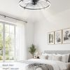 windphoto 24'' Modern Low Profile Ceiling Fans with Lights and Remote, Gray | 3000-6000K Dimmable LED, 6 Wind Speeds, Quiet Reversible DC Motor, Small Flush Mount Fandelier for Bedroom, Living Room