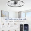 windphoto 24'' Modern Low Profile Ceiling Fans with Lights and Remote, Gray | 3000-6000K Dimmable LED, 6 Wind Speeds, Quiet Reversible DC Motor, Small Flush Mount Fandelier for Bedroom, Living Room