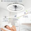 windphoto 20" Ceiling Fans with Lights and Remote for Bedroom, Grey | Low Profile Fan Light, 3000K-6000K Stepless Dimmable Fandelier, 6 Speed, Reversible DC Motor, APP & Remote Control, Low Noice
