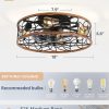 712eSkc12uL._AC_SL1500_.jpg windphoto Walnut+White Gold Color Caged Ceiling Fans with Lights, White Flush Mount Ceiling Fan with Remote, Small Low Profile Bladeless Ceiling Fan Light Fixture for Bedroom, Kitchen, Dining Room