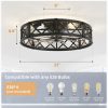 windphoto 23" Caged Farmhouse Ceiling Fan with Light, Flush Mount, Black | Remote&APP Control, Large Low Profile, Rustic Fandaliers, Industrial Bladeless Enclosed, Powerful Motor for Bedroom, Kitchen
