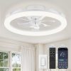 windphoto 20" Ceiling Fans with Lights and Remote for Bedroom, White | Low Profile Fan Light, 3000K-6000K Stepless Dimmable Fandelier, 6 Speed, Reversible DC Motor, APP & Remote Control, Low Noice