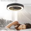 712l-ToQypL._AC_SL1500_.jpg windphoto 22in Bladeless Enclosed LED Ceiling Fan Light with Remote, Black | Flush Mount, Modern, 6 Speed Adjustable, 3000-6000K Dimmable, 3000LM, Indoor Bedroom Living Room, Remote/APP Control