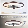 windphoto 20" Ceiling Fans with Lights, Low Profile Fandelier for Bedroom | Flush Mount Fan Light, Stepless Dimmable, App/Remote Control, 3 CCT Led, 6 Speeds, Quiet Reversible DC Motor, Brown